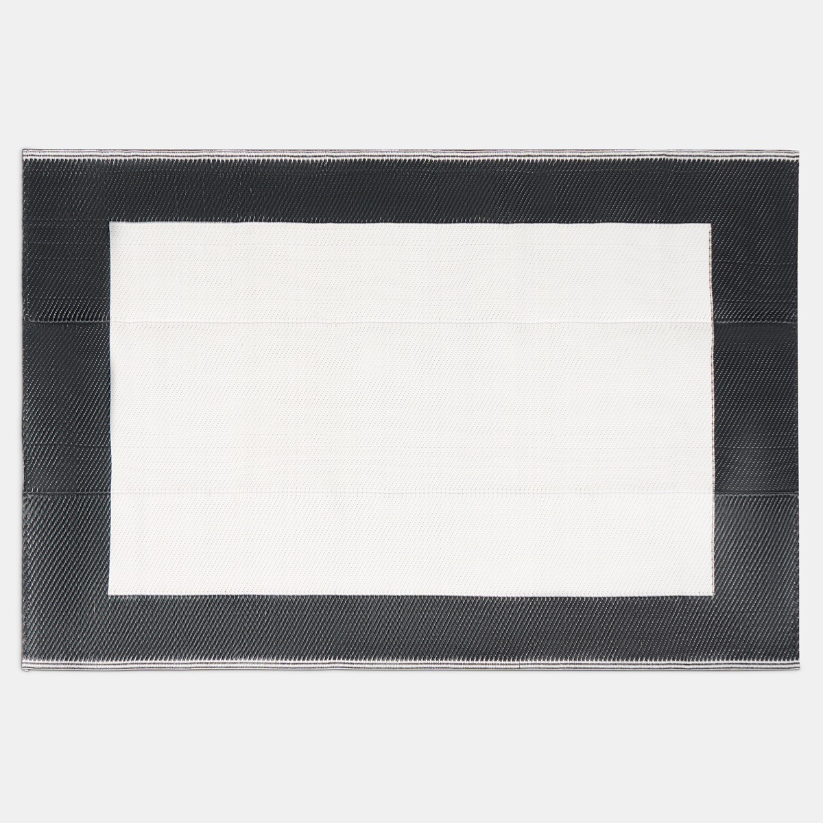 OHS Contrast Border Reversible Outdoor Rug, Black/Cream - 160 x 230cm>