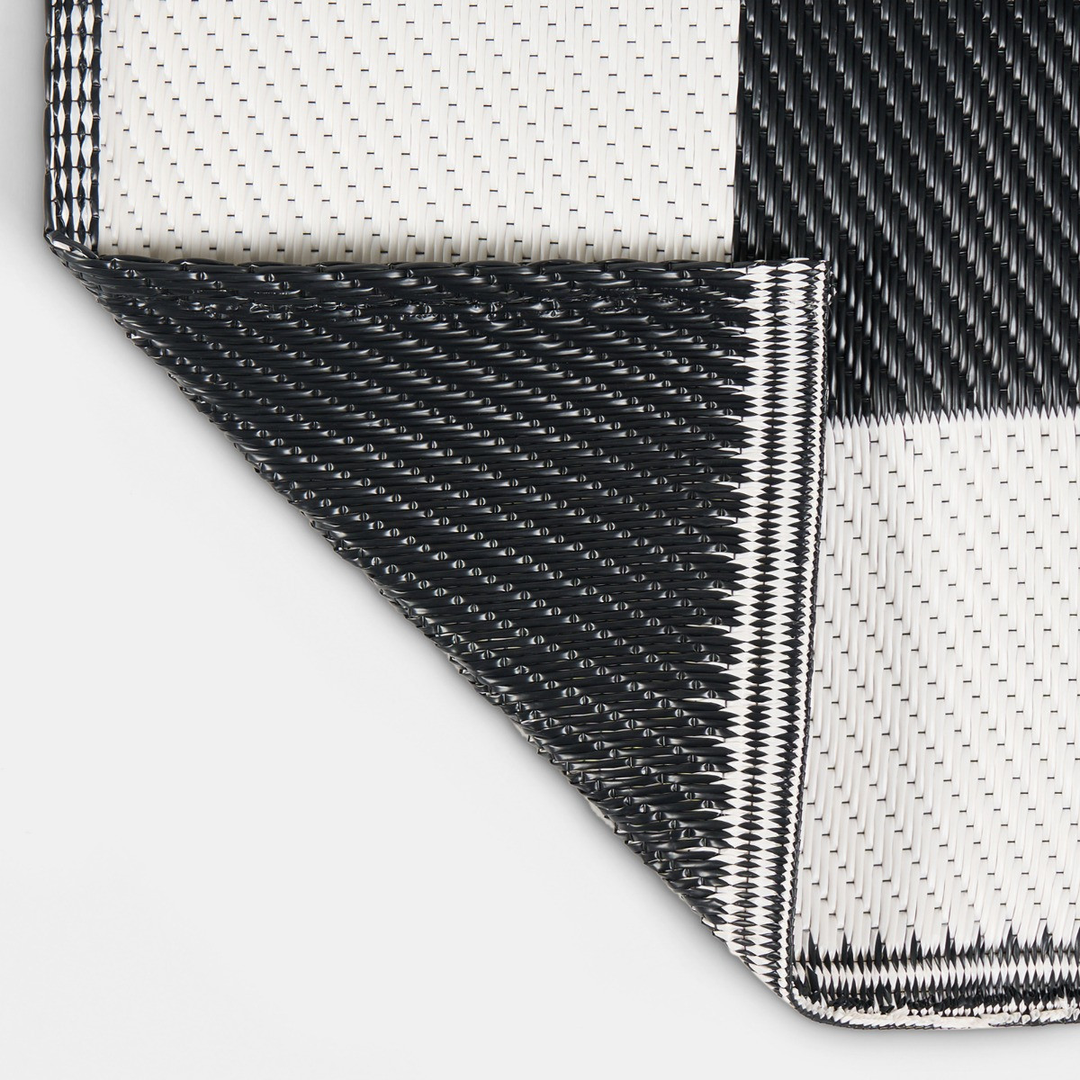 OHS Contrast Border Reversible Outdoor Rug, Black/Cream - 120 x 170cm>