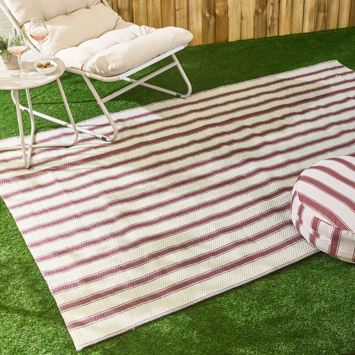 OHS Vintage Stripe Outdoor Rug, Chocolate/Cream - 160 x  230cm>