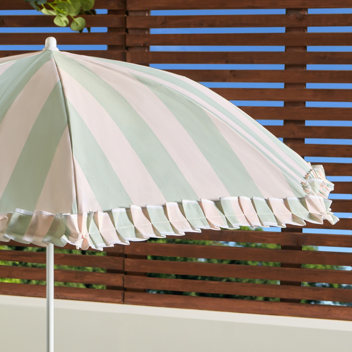 OHS Stripe Print Outdoor Parasol - Sage/Cream>