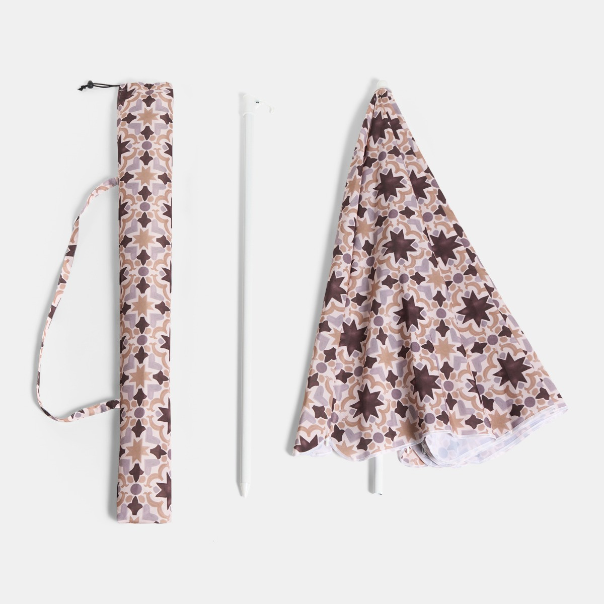 OHS Tile Print Outdoor Parasol - Natural>