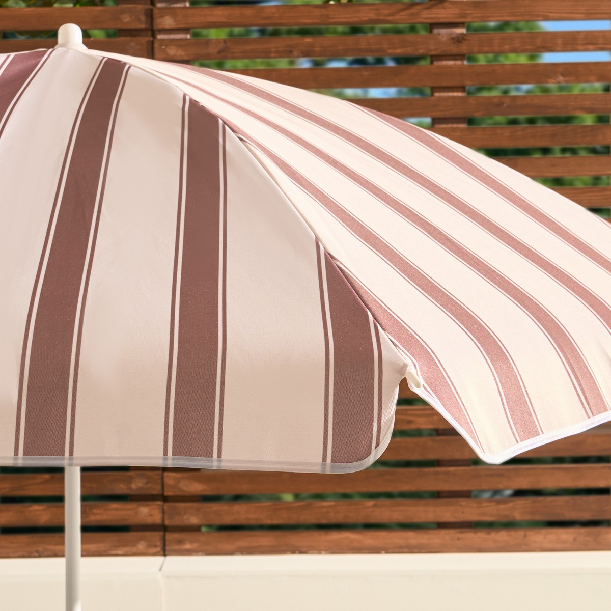 OHS Stripe Print Outdoor Parasol - Chocolate/Cream>