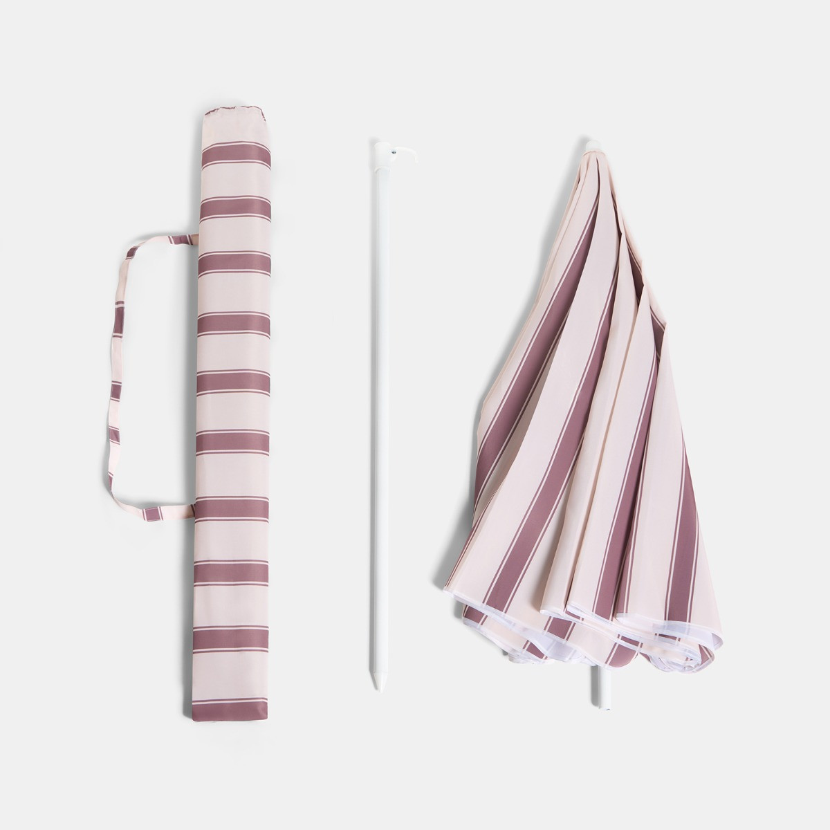 OHS Stripe Print Outdoor Parasol - Chocolate/Cream>