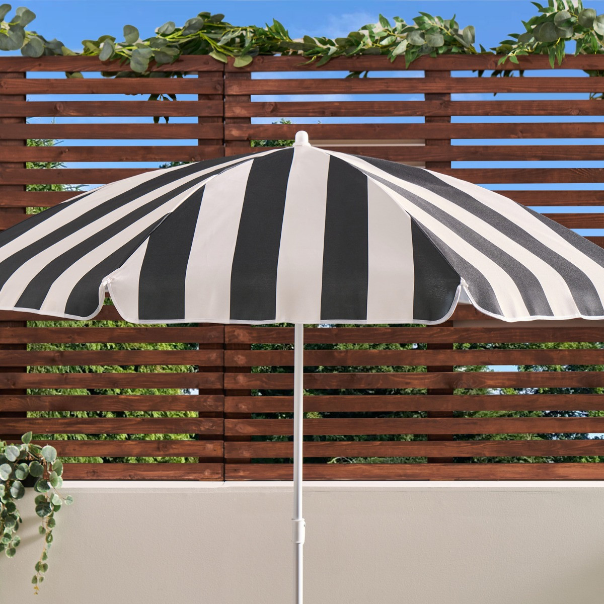 OHS Stripe Print Outdoor Parasol - Monochrome>