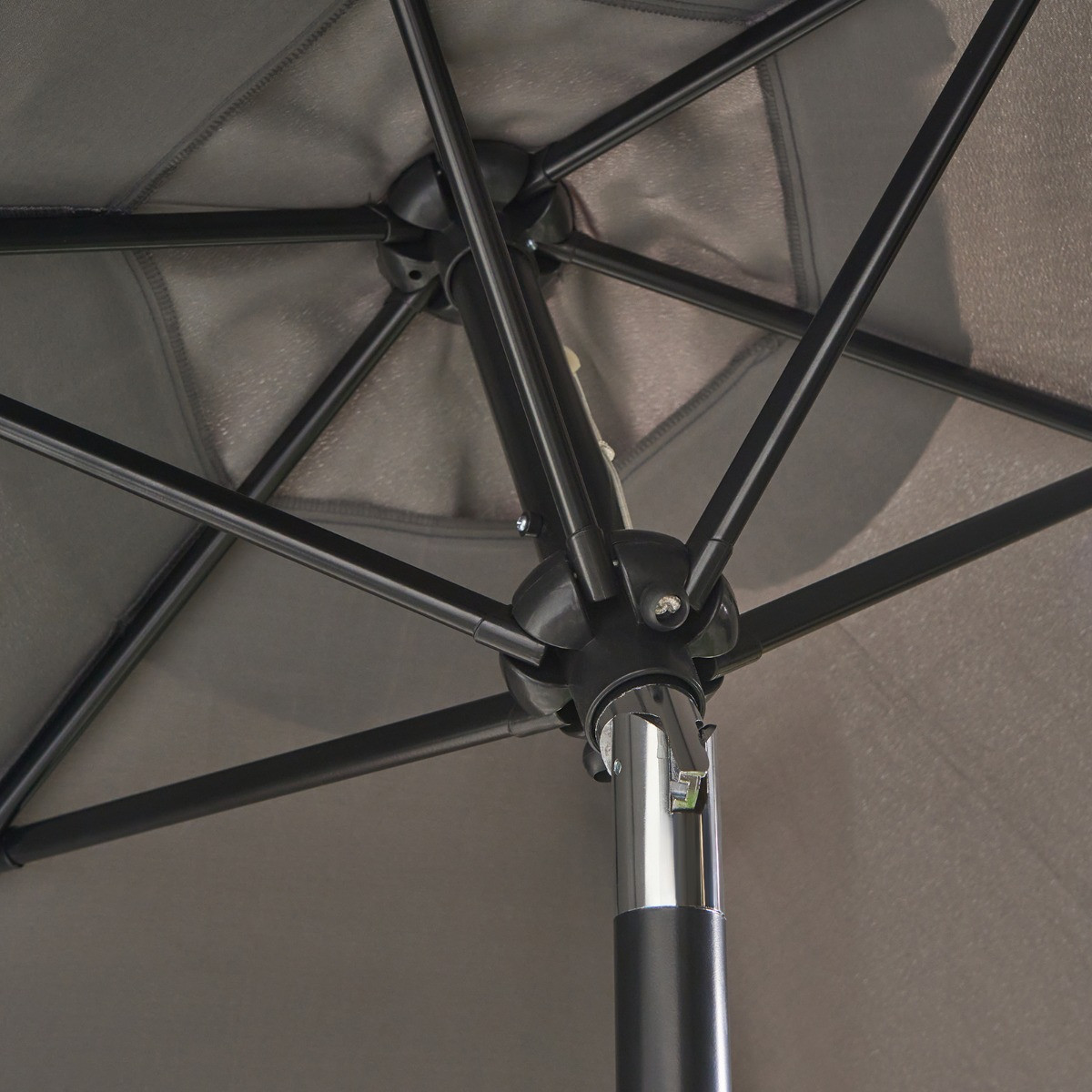 OHS Round Premium Tilting Parasol - Grey>