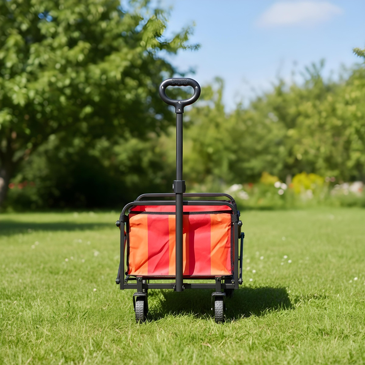 OHS Stripe Print Foldable Camping Trolly - Orange/Pink>