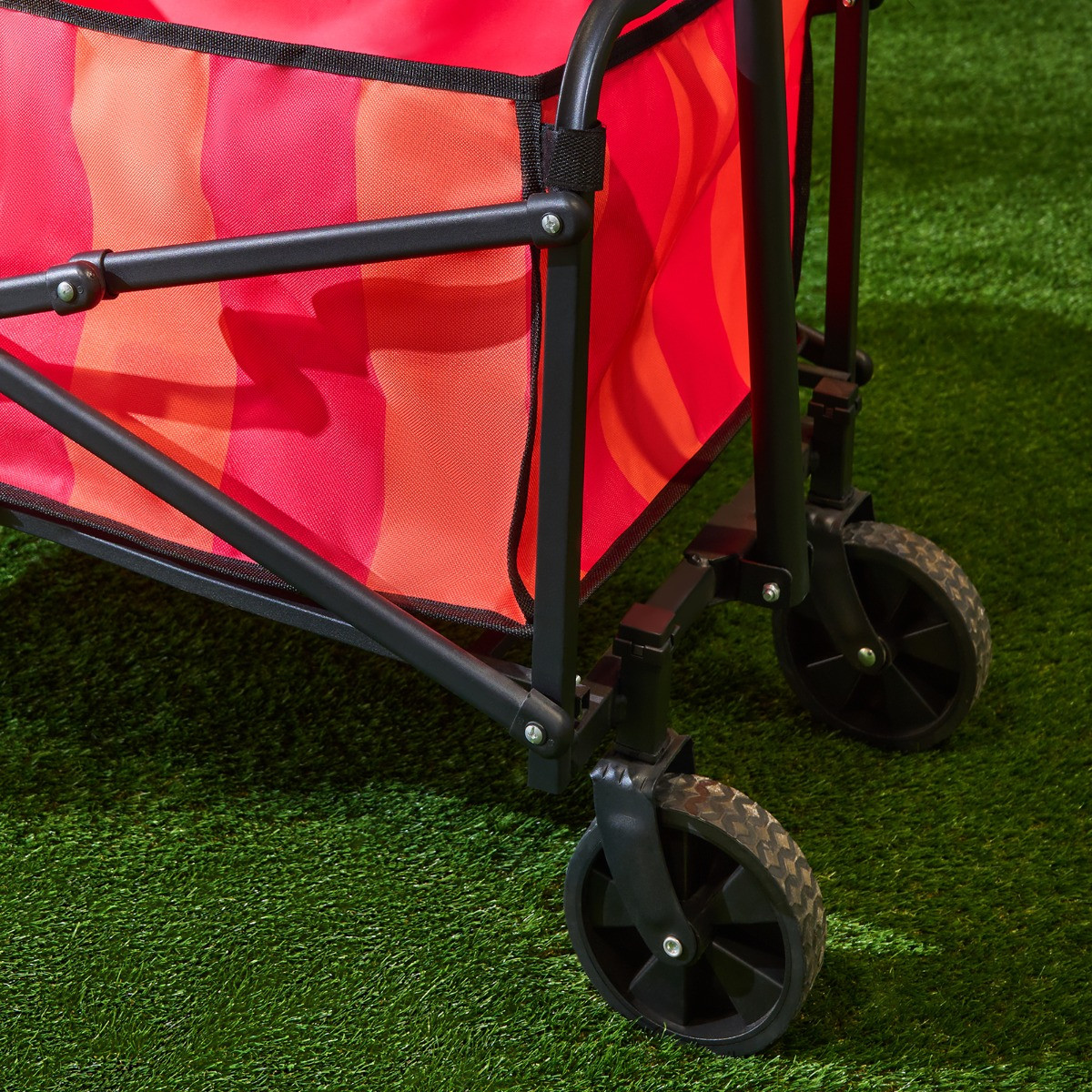 OHS Stripe Print Foldable Camping Trolley - Orange/Pink>