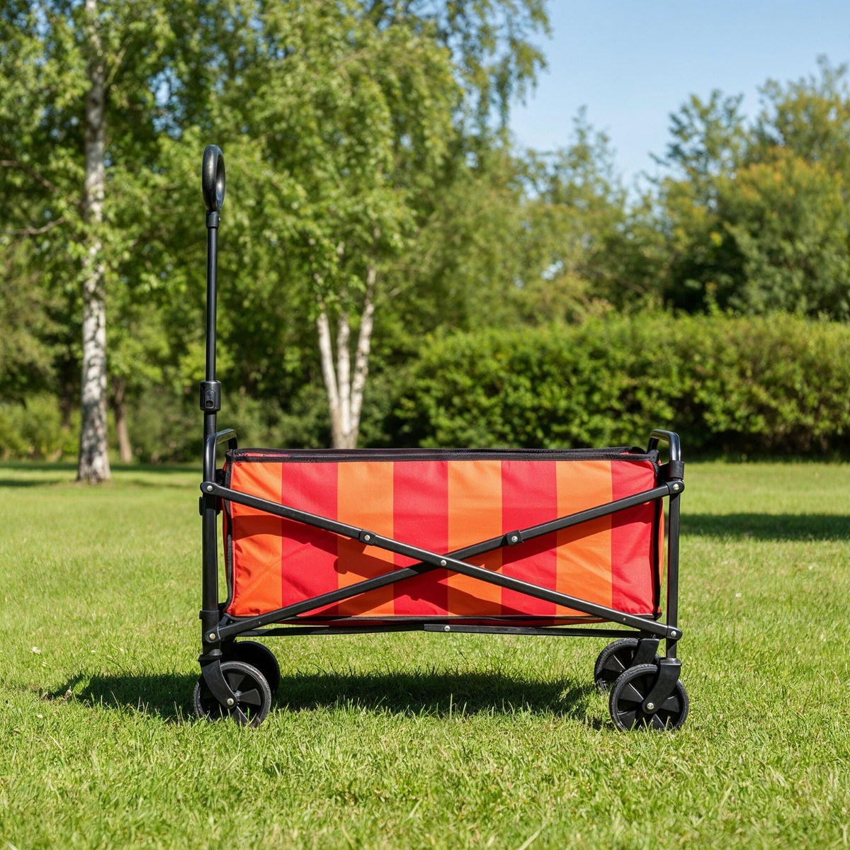 OHS Stripe Print Foldable Camping Trolly - Orange/Pink>
