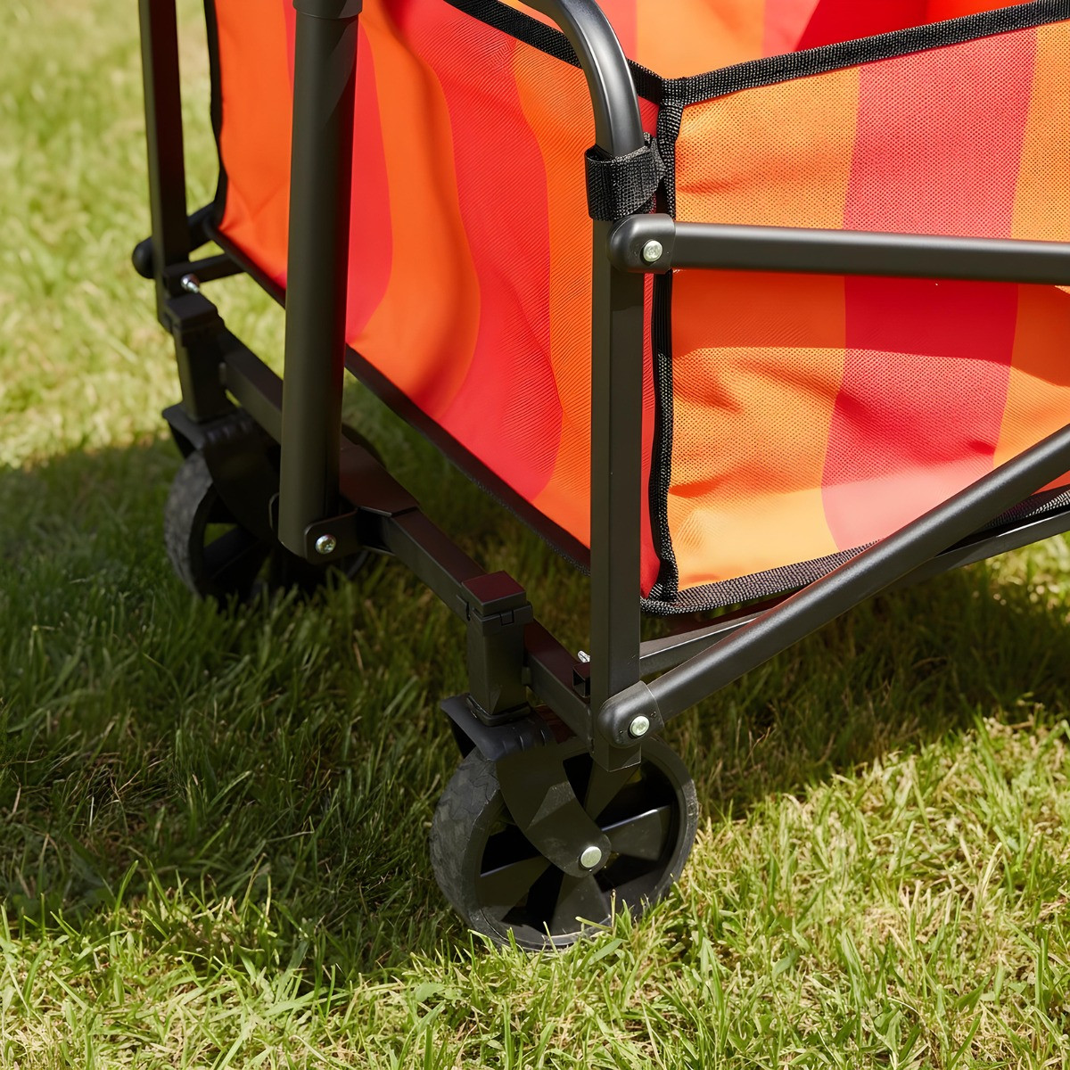 OHS Stripe Print Foldable Camping Trolly - Orange/Pink>