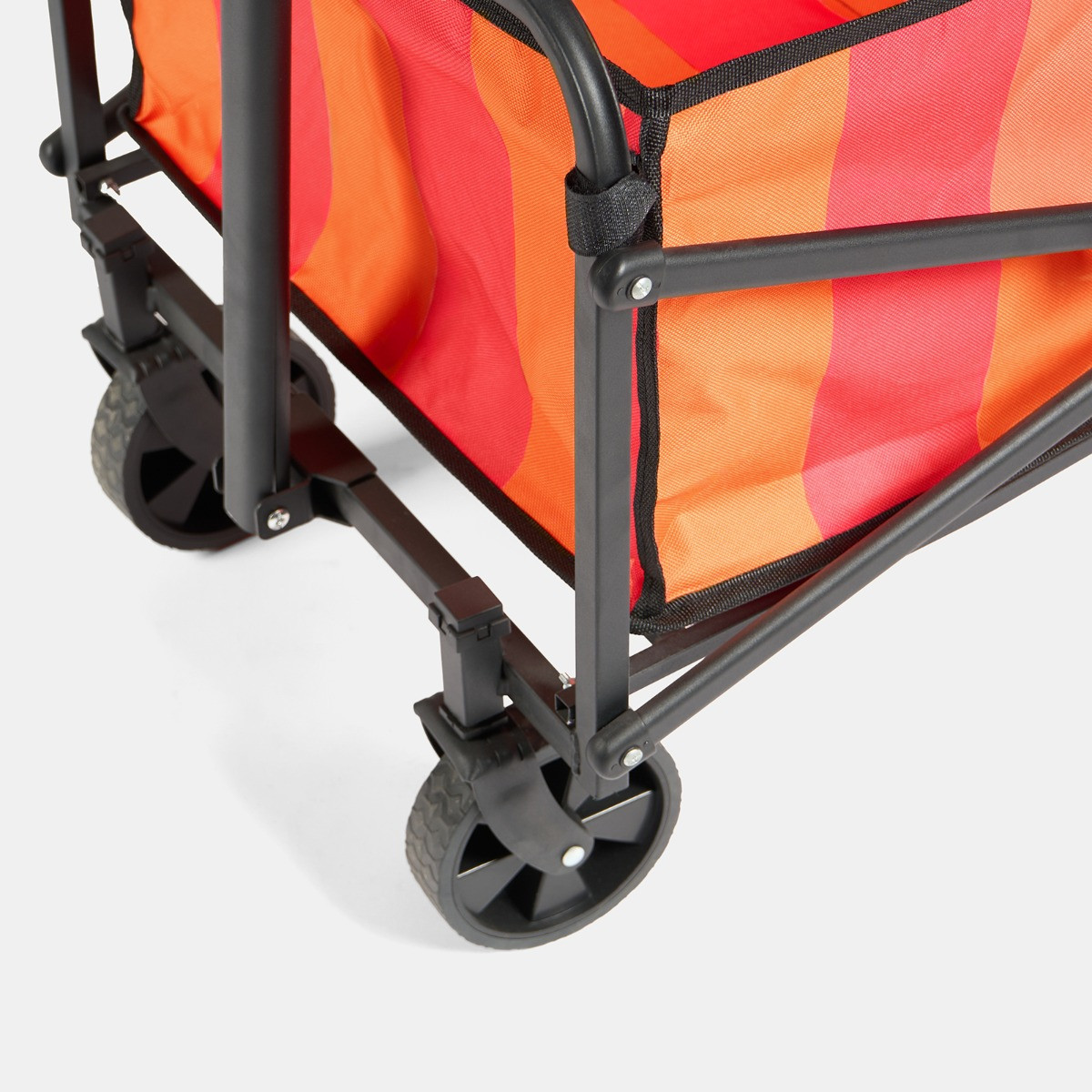 OHS Stripe Print Foldable Camping Trolley - Orange/Pink>