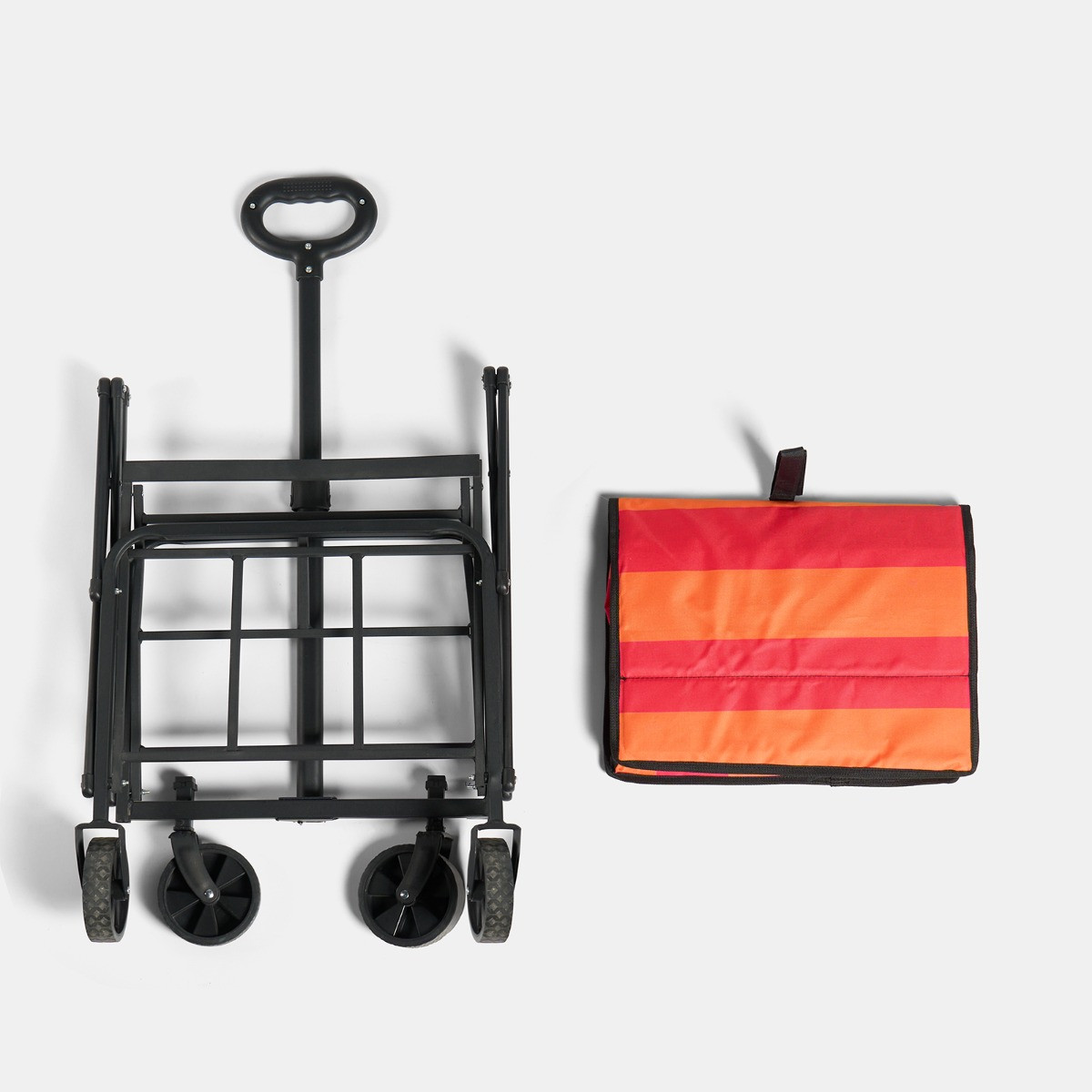 OHS Stripe Print Foldable Camping Trolley - Orange/Pink>
