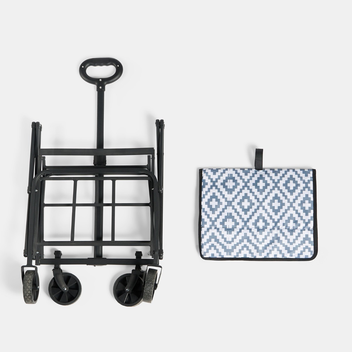 OHS Geometric Print Foldable Camping Trolley - Grey >