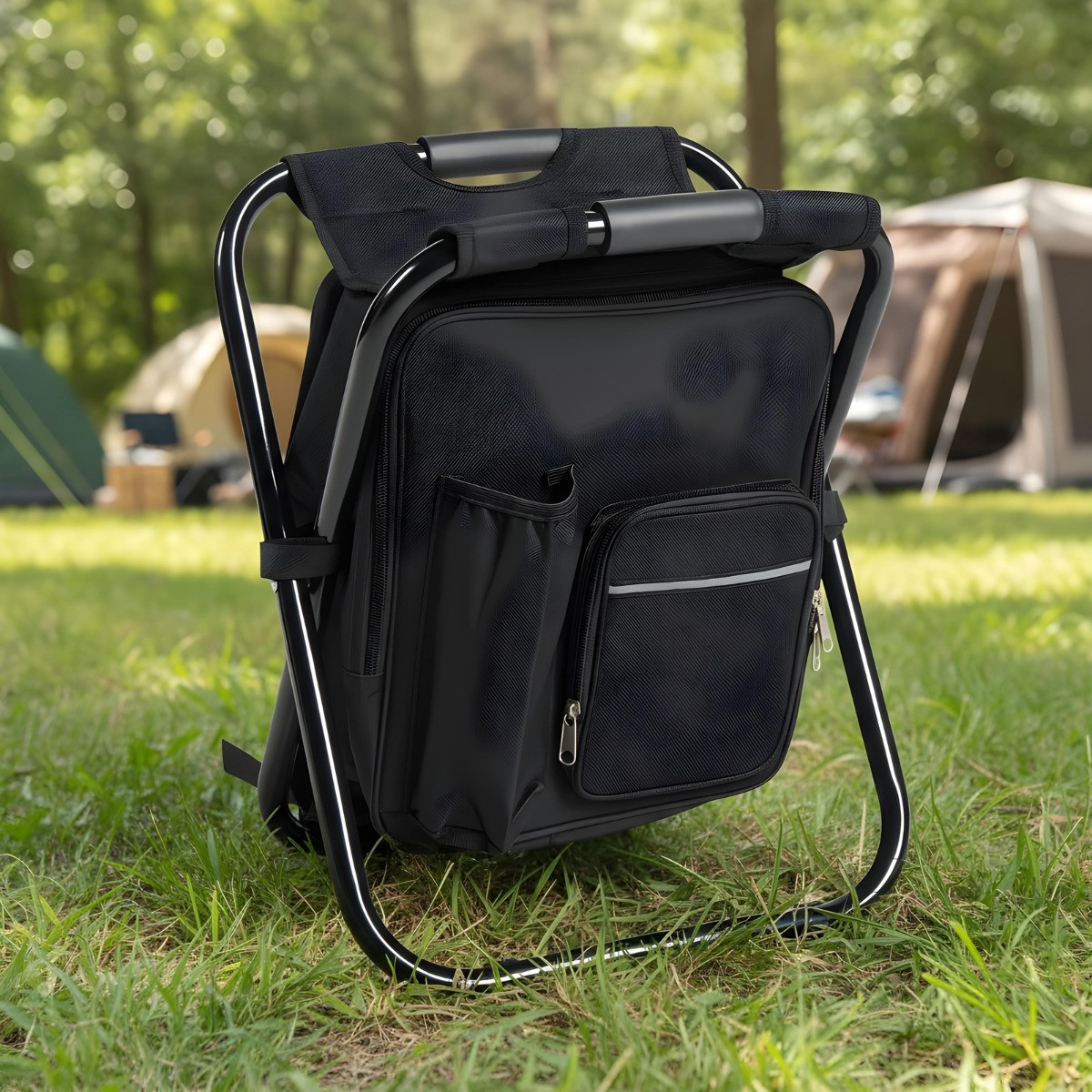 OHS 3 in 1 Camping Cooling Bag Seat - Black>