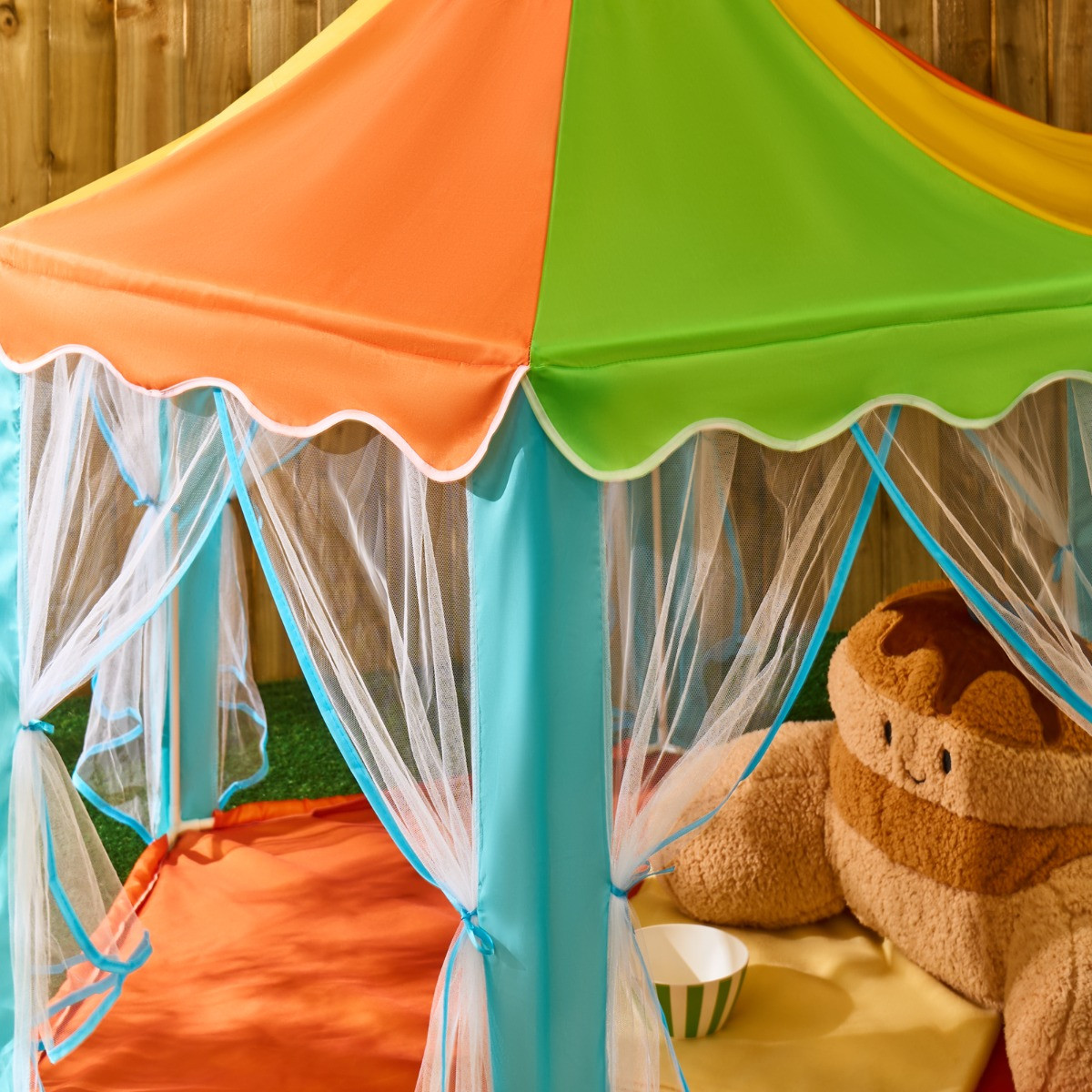 OHS Kids Colour Block Outdoor Play Tent with Curtains - Multi>