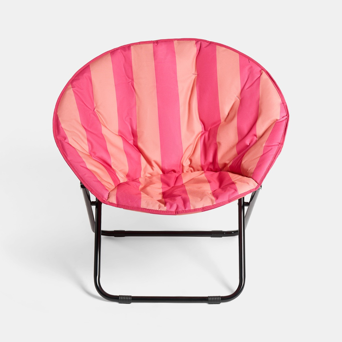 OHS Foldable Stripe Print Moon Camping Chair - Pink/Orange>