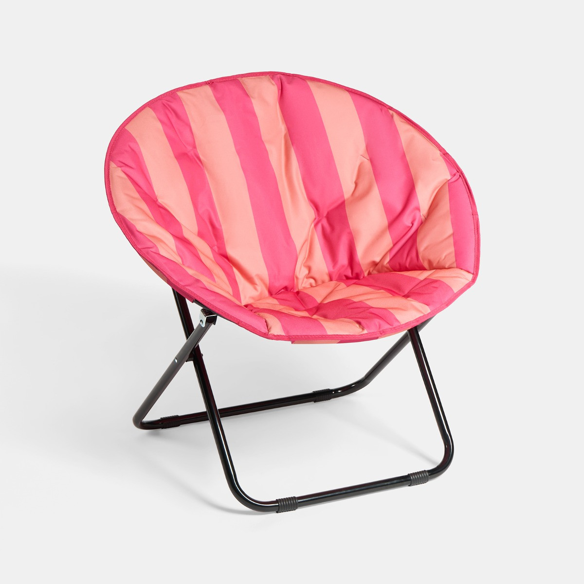 OHS Foldable Stripe Print Moon Camping Chair - Pink/Orange>