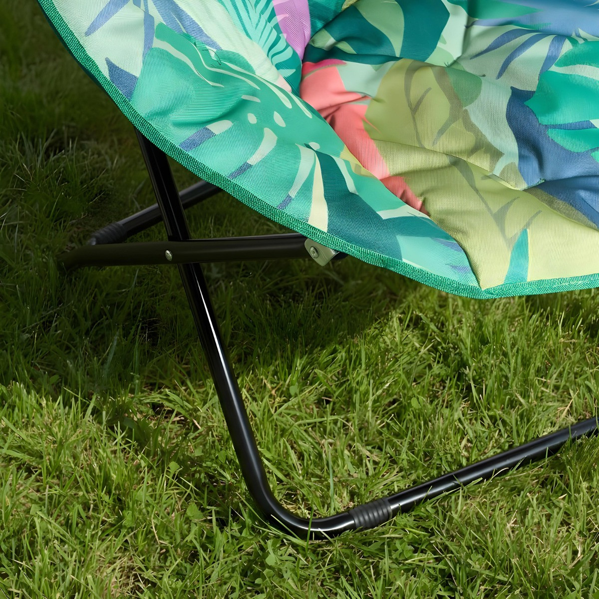 OHS Foldable Palm Print Moon Camping Chair - Green>