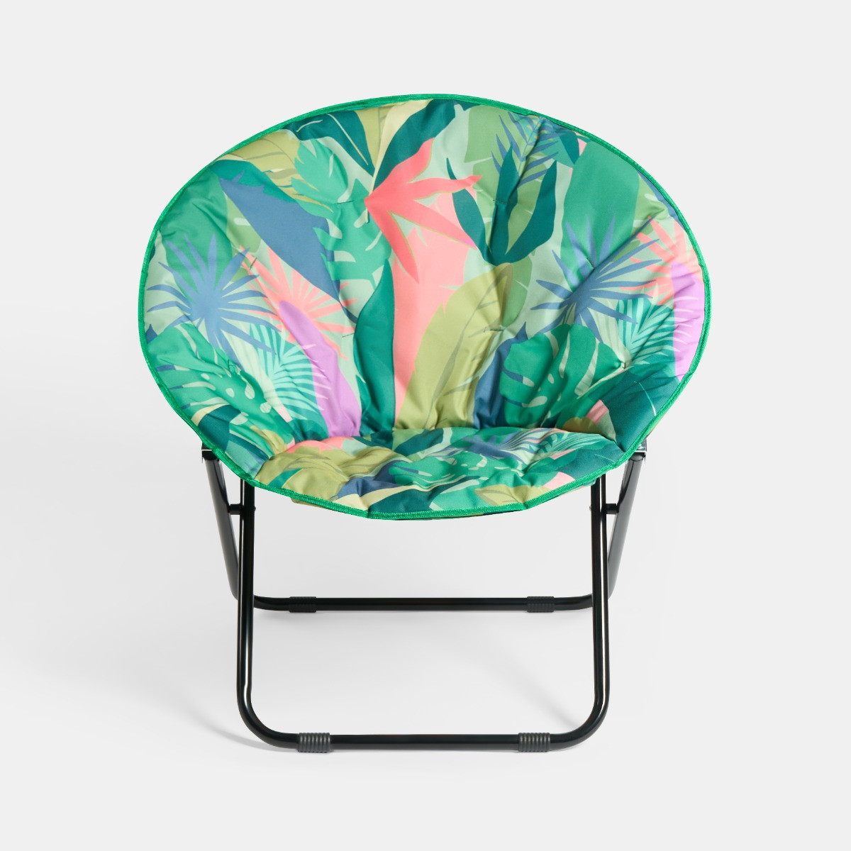 OHS Foldable Palm Print Moon Camping Chair - Green>