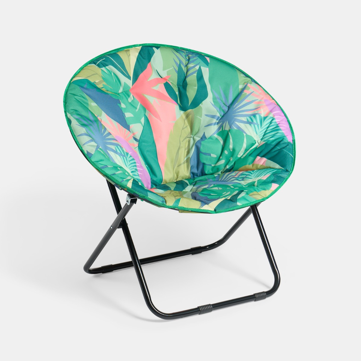OHS Foldable Palm Print Moon Camping Chair - Green>