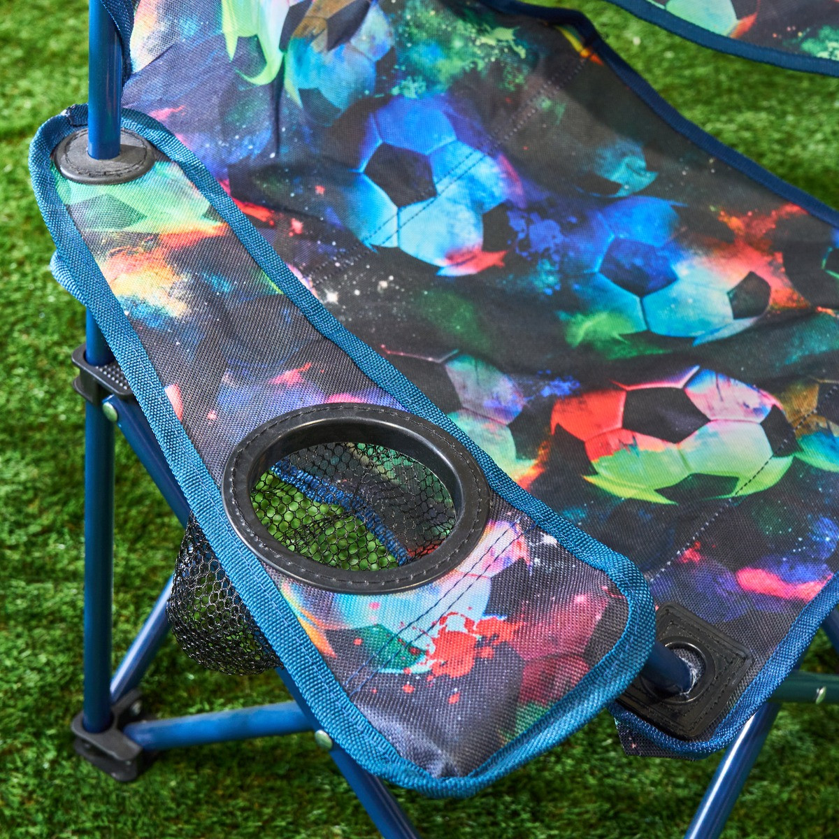 OHS Kids Football Print Foldable Camping Chair - Neon>