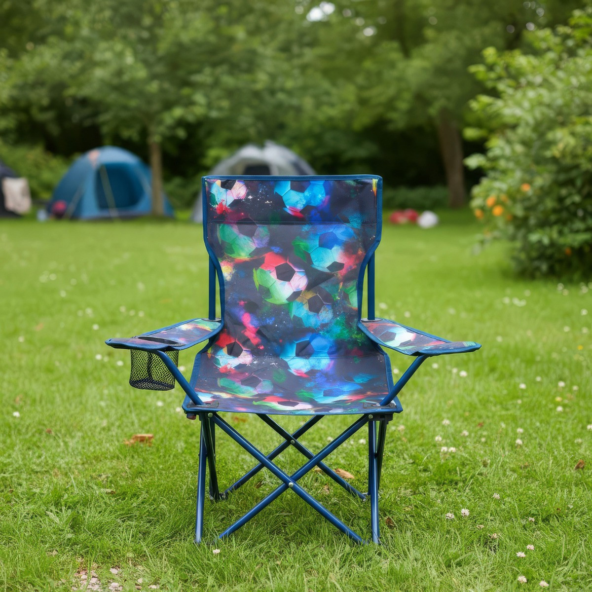 OHS Kids Football Print Foldable Camping Chair - Neon>