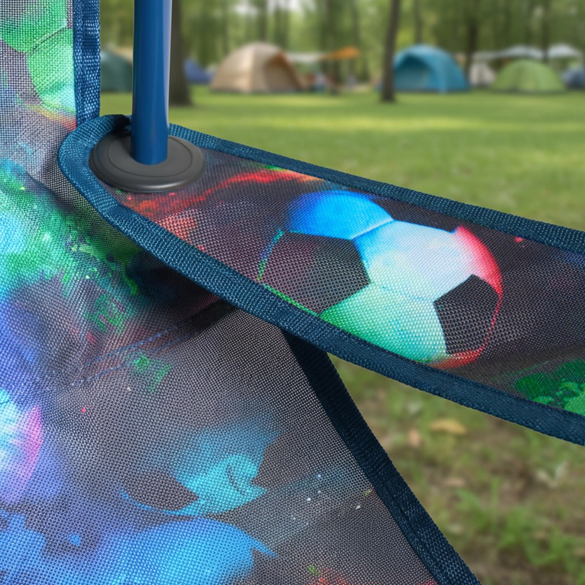 OHS Kids Football Print Foldable Camping Chair - Neon>