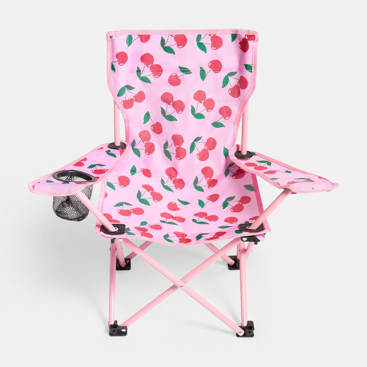 OHS Kids Cherry Print Foldable Camping Chair - Pink>