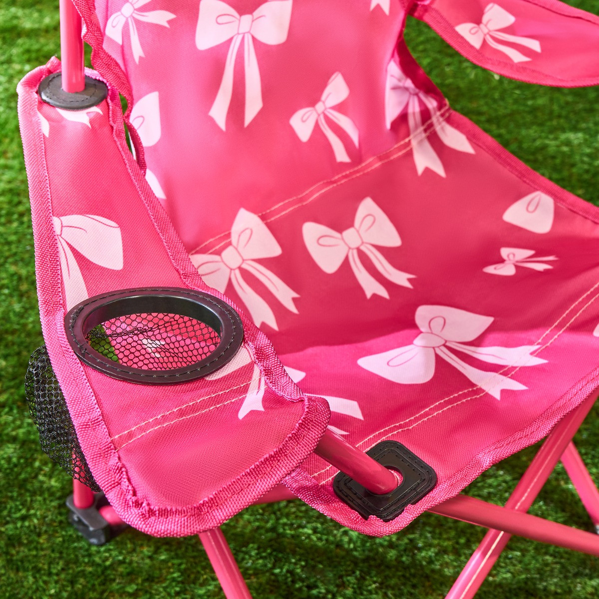 OHS Kids Bow Print Foldable Camping Chair - Pink>