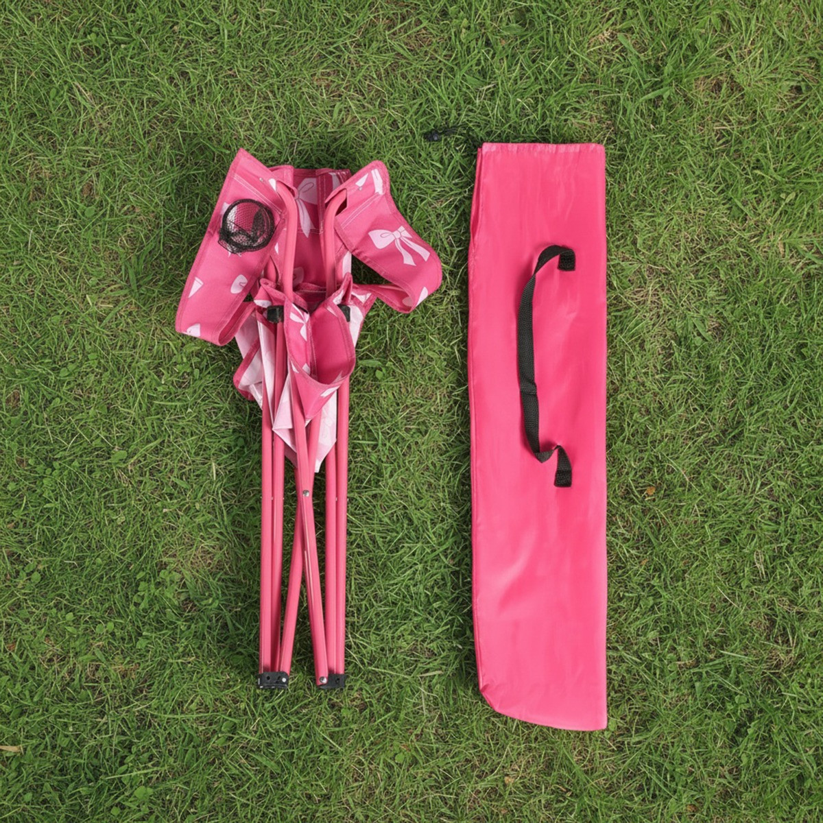 OHS Kids Bow Print Foldable Camping Chair - Pink>