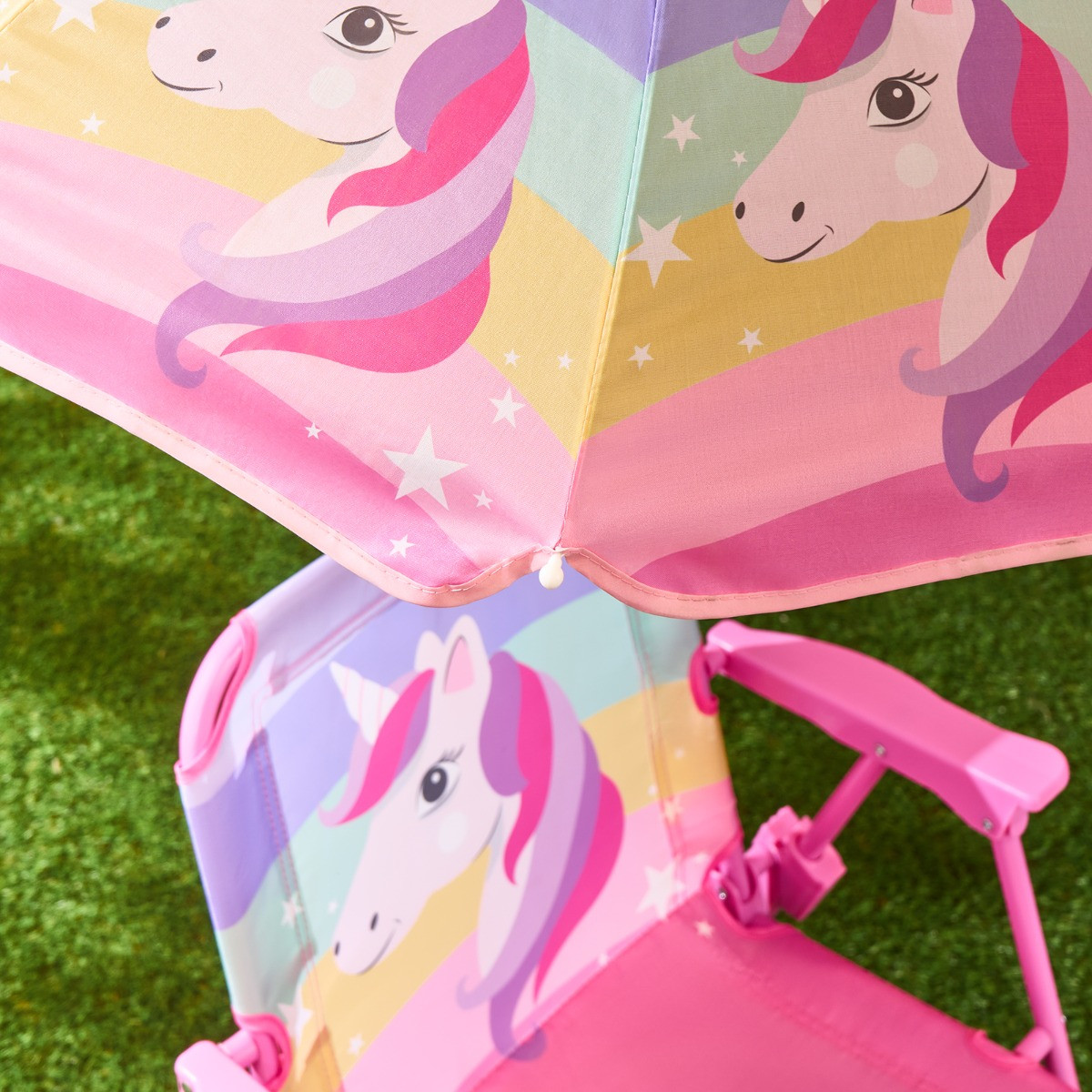 OHS Kids Unicorn Print Chair With Parasol - Pink>