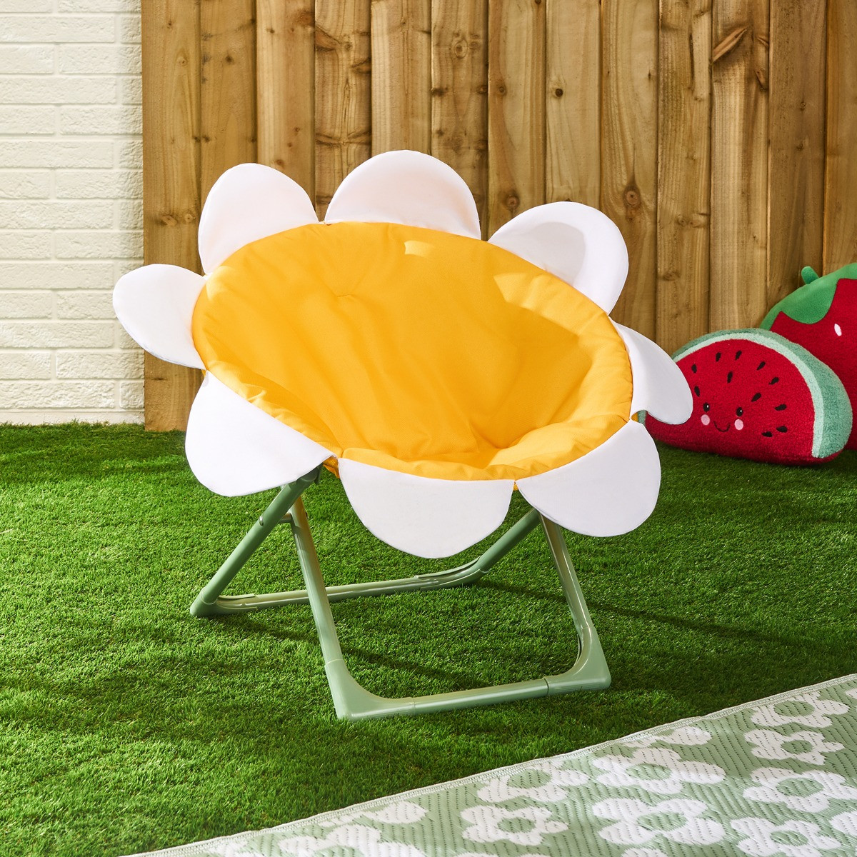 OHS Kids Daisy Foldable Moon Camping Chair - Yellow/White>