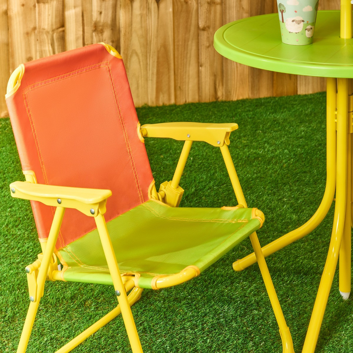 OHS Kids Colour Block Bistro Set with Parasol - Multi>