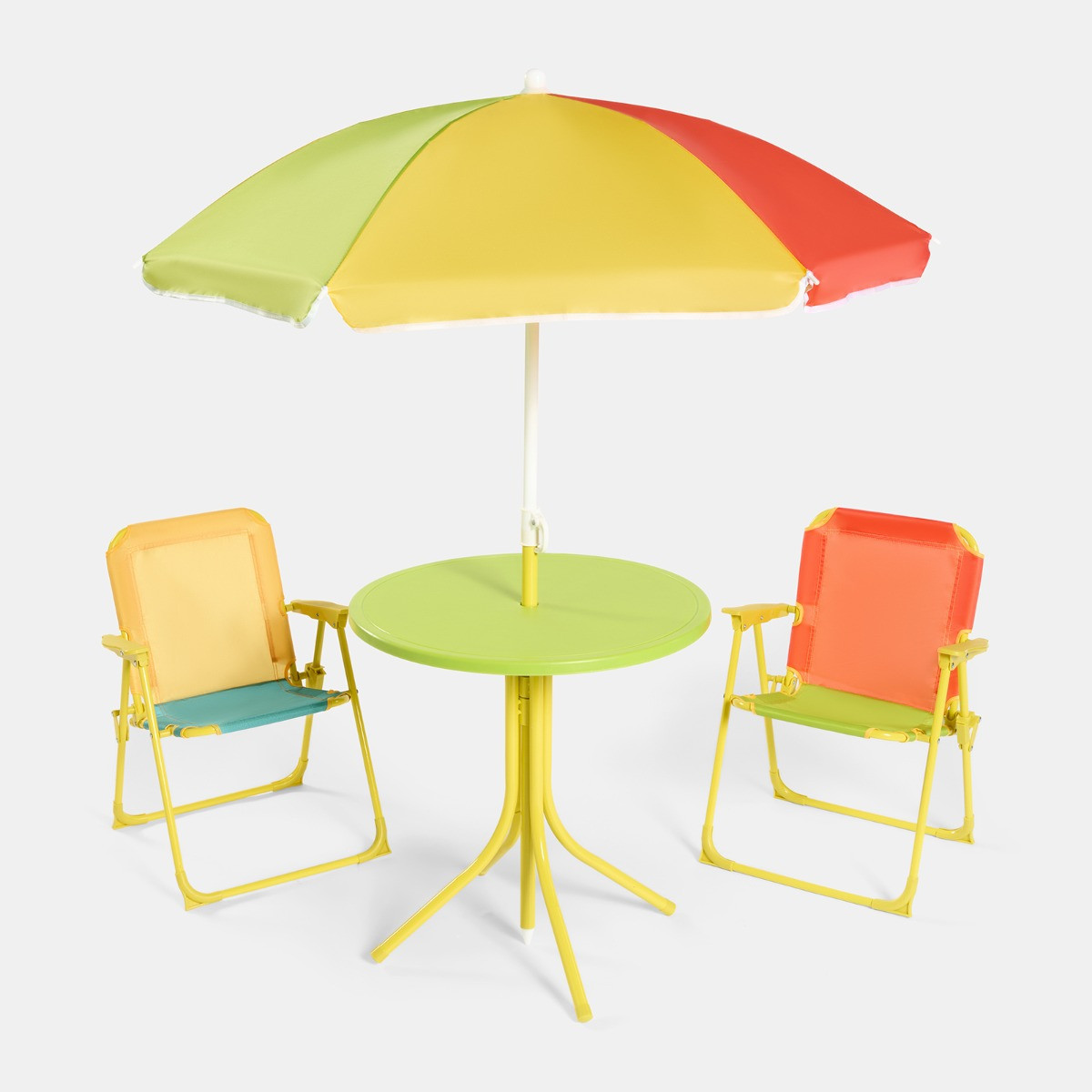OHS Kids Colour Block Bistro Set with Parasol - Multi>
