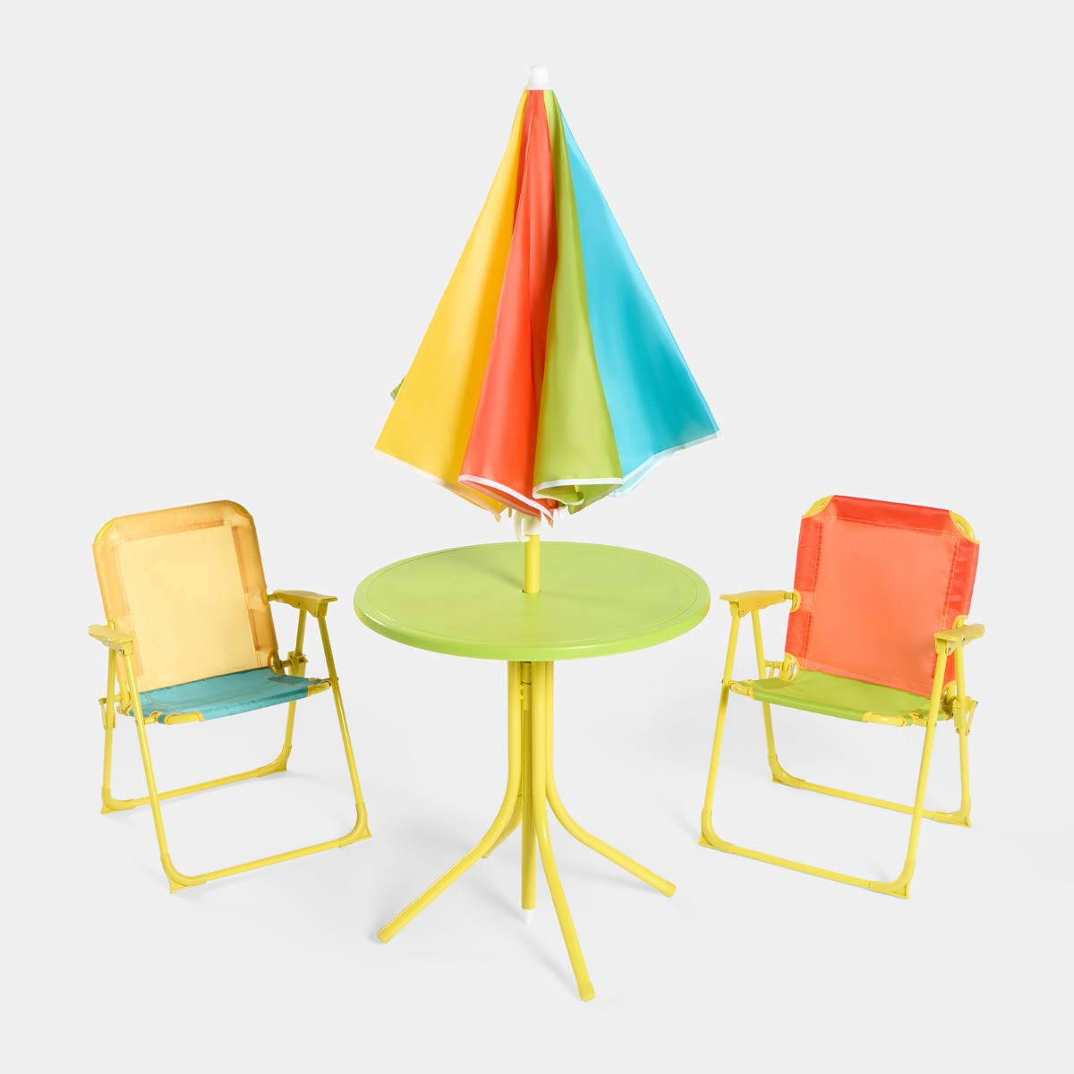 OHS Kids Colour Block Bistro Set with Parasol - Multi>