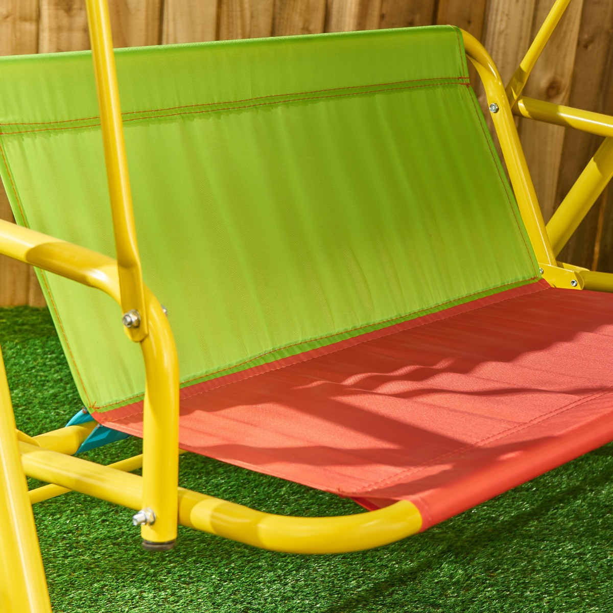 OHS Kids Colour Block Swing Bench with Canopy - Multi>