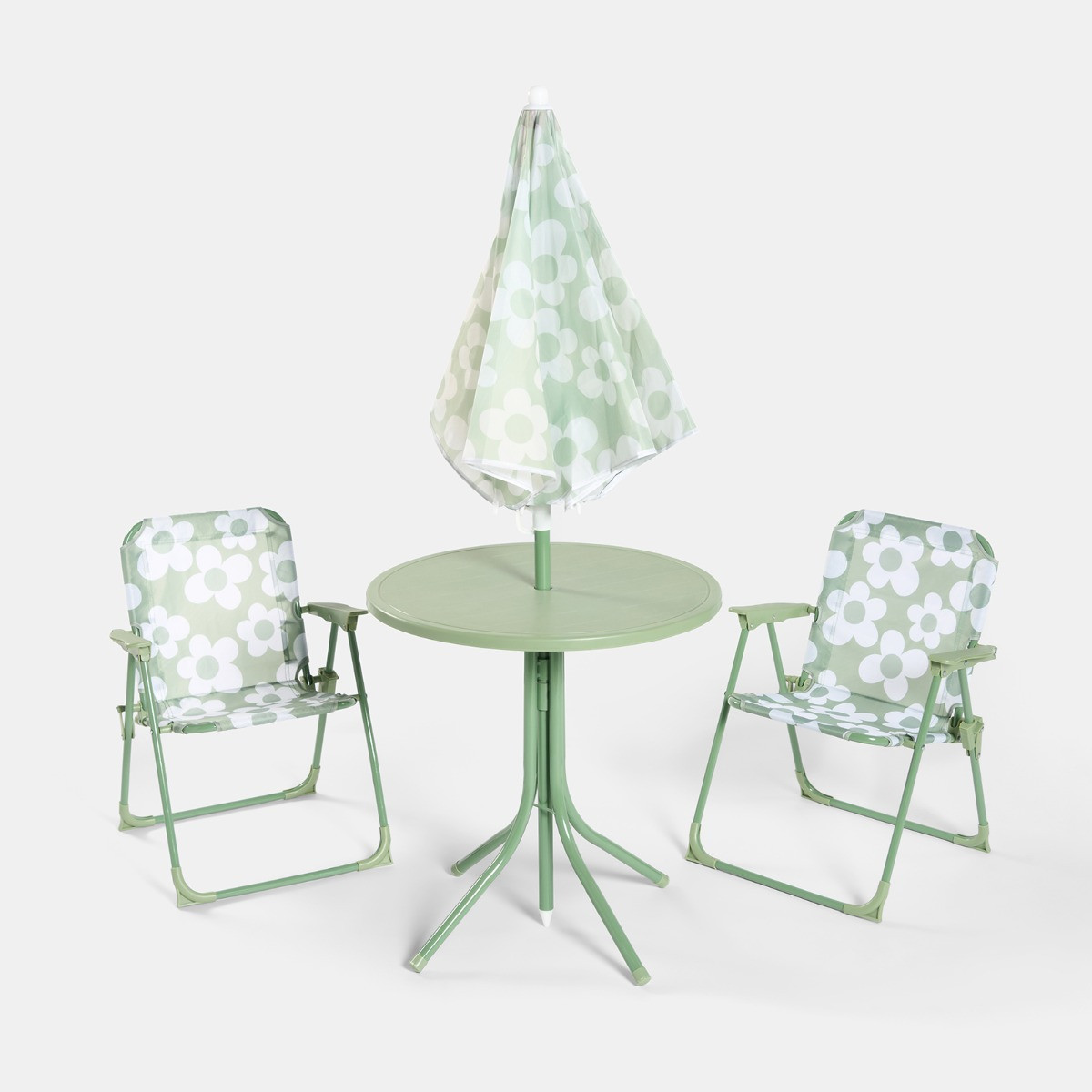 OHS Kids Daisy Print Bistro Set with Parasol - Sage/White>
