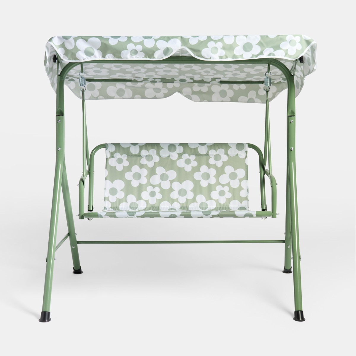 OHS Kids Daisy Print Swing Bench with Canopy - Sage/White>