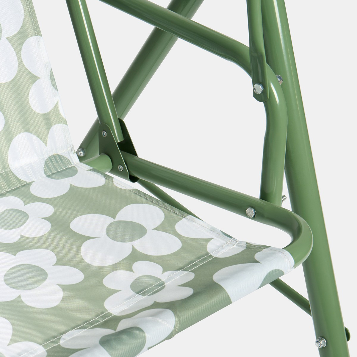 OHS Kids Daisy Print Swing Bench with Canopy - Sage/White>