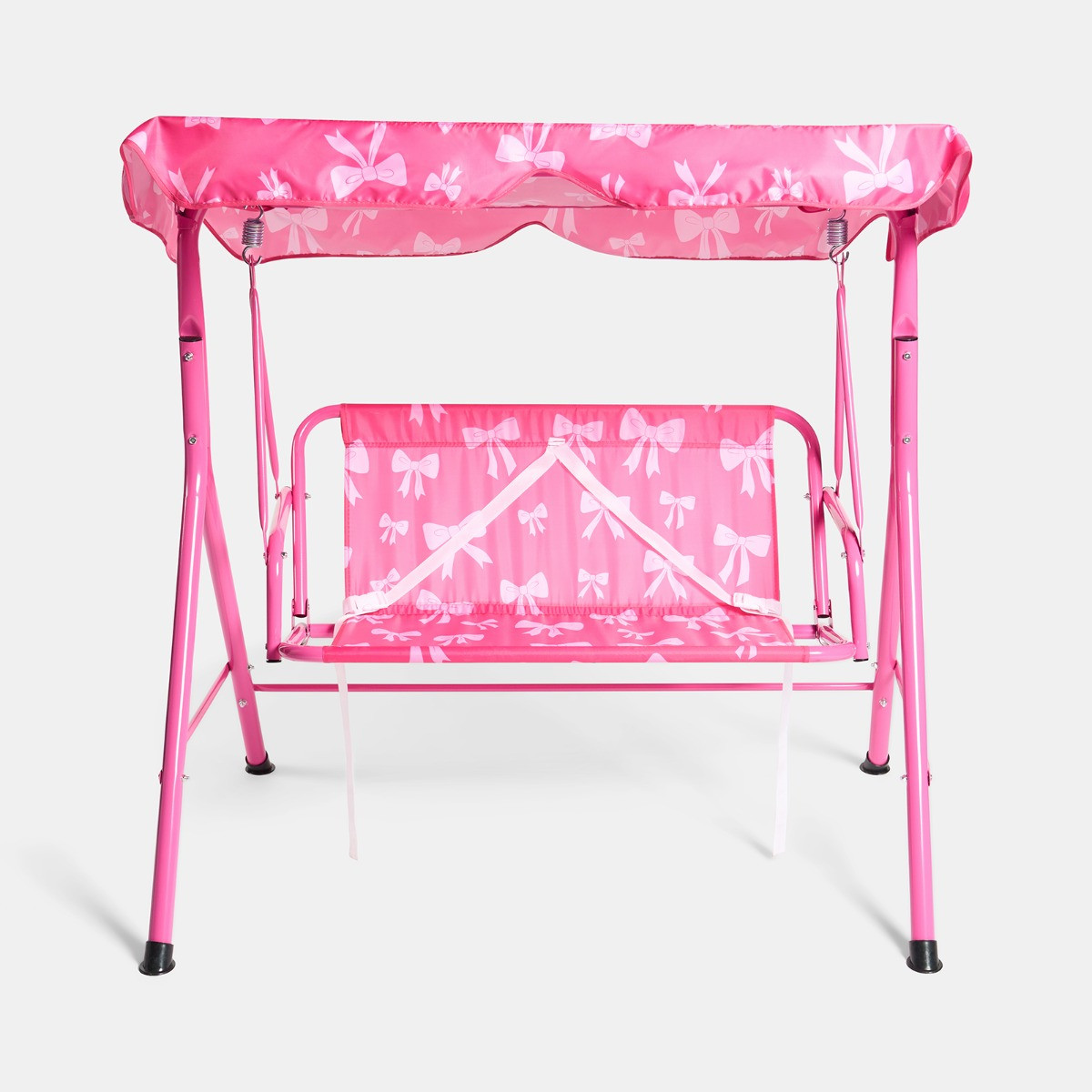OHS Kids Bow Print Swing Bench with Canopy - Hot Pink>