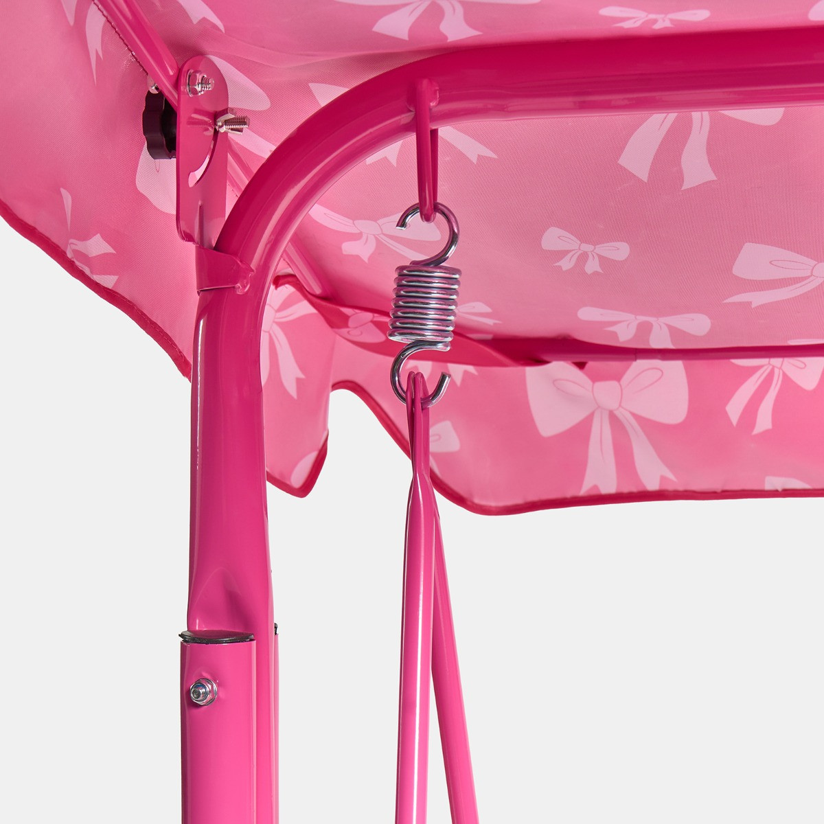 OHS Kids Bow Print Swing Bench with Canopy - Hot Pink>