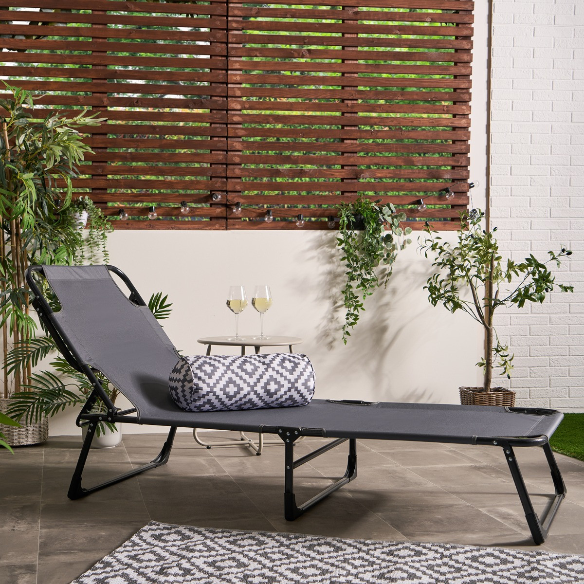 OHS Adjustable Sun Lounger - Grey>