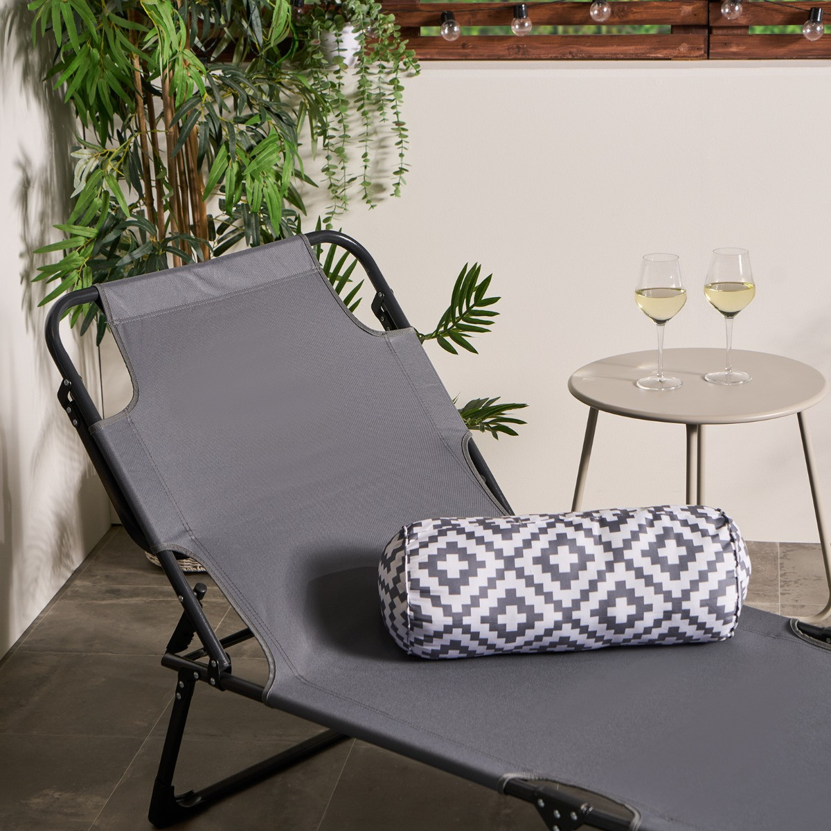 OHS Adjustable Sun Lounger - Grey>
