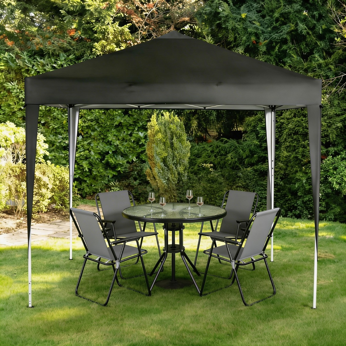 OHS Water Resistant Pop Up Gazebo - Black>