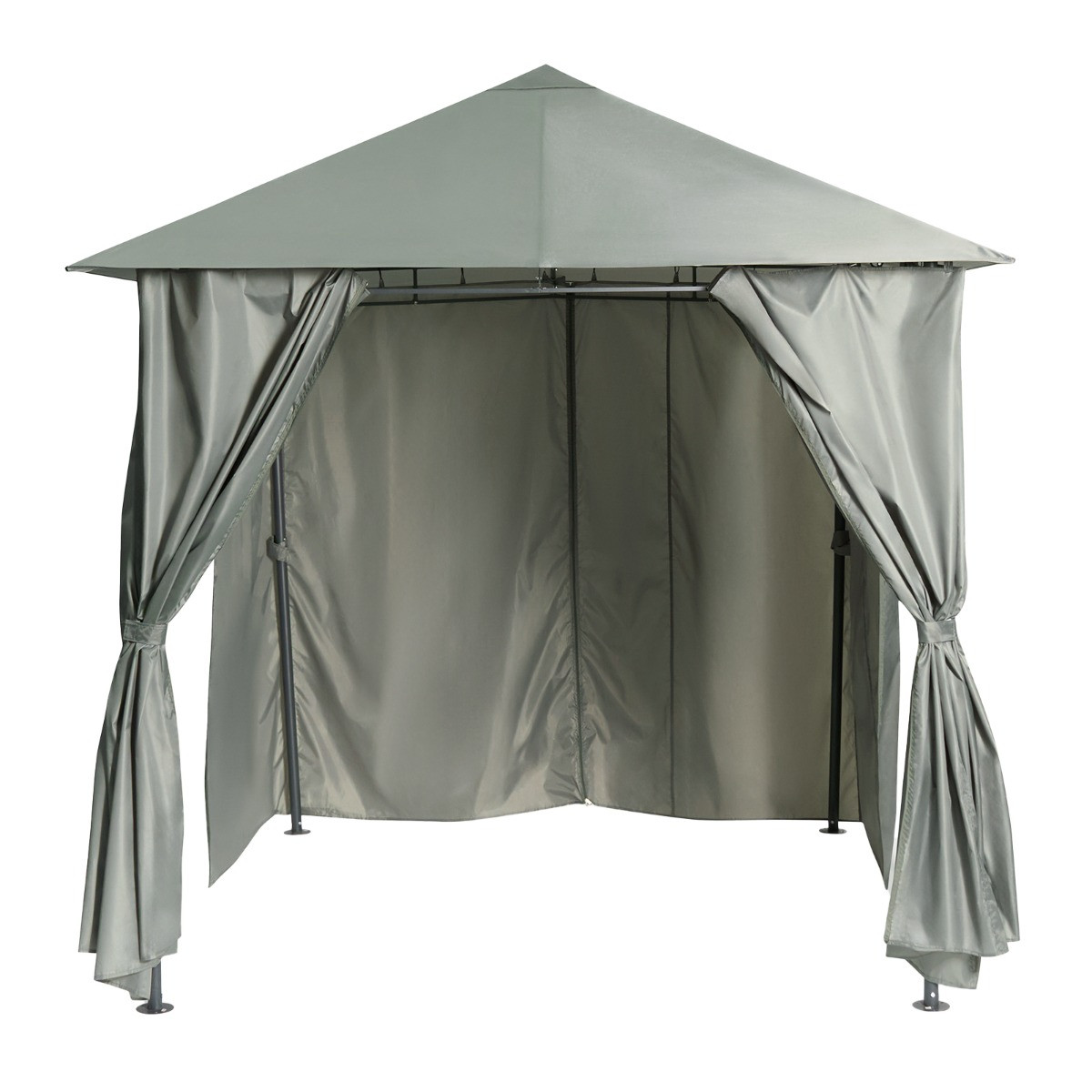 OHS Water Resistant Gazebo With Curtains - Grey>