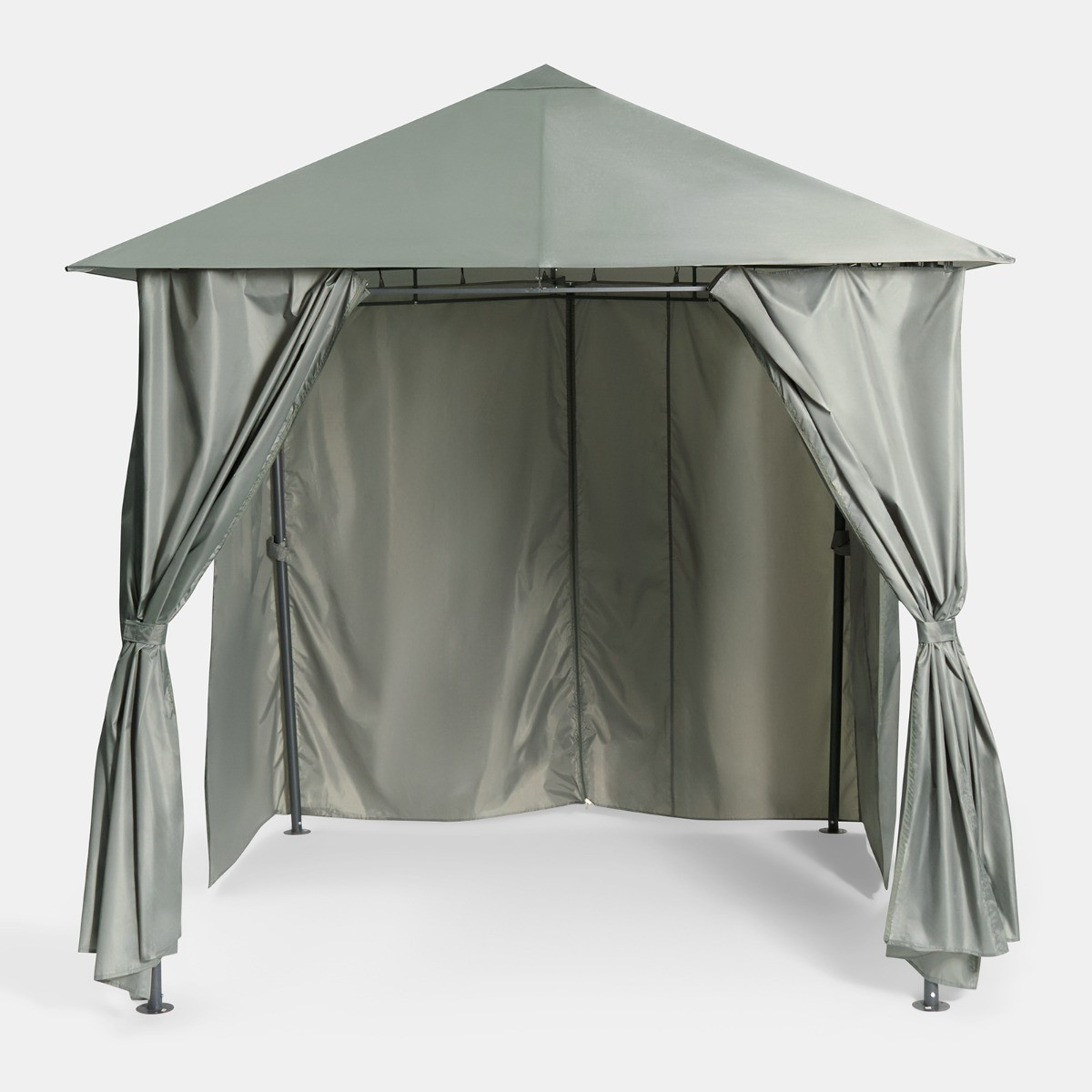 OHS Water Resistant Gazebo With Curtains - Grey>