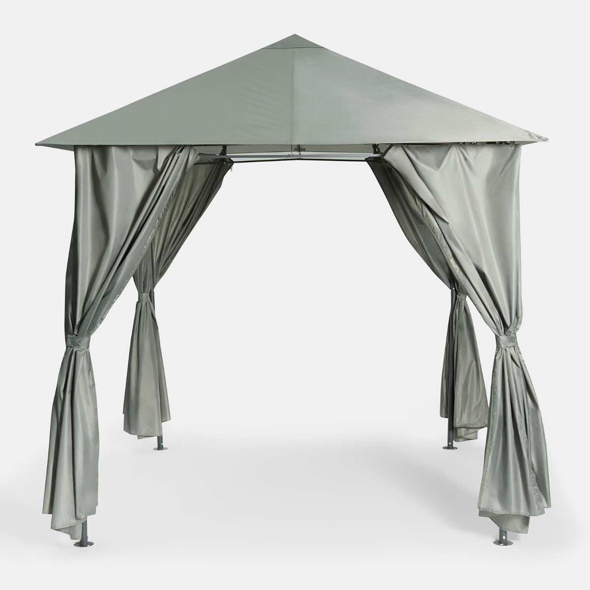 OHS Water Resistant Gazebo With Curtains - Grey>