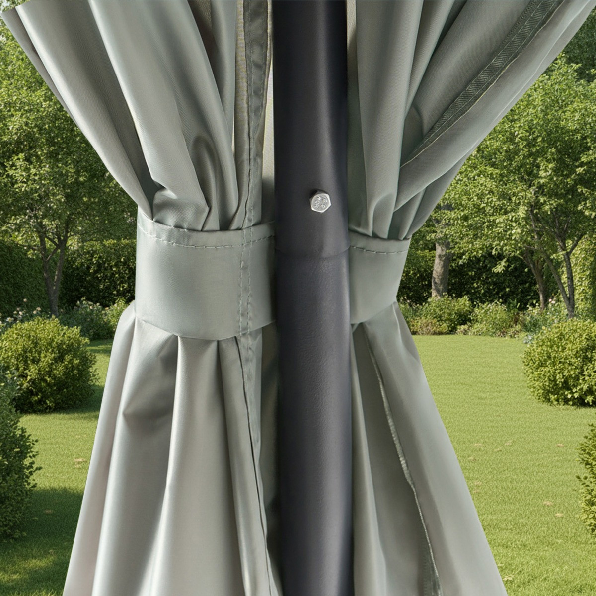 OHS Water Resistant Gazebo With Curtains - Grey>