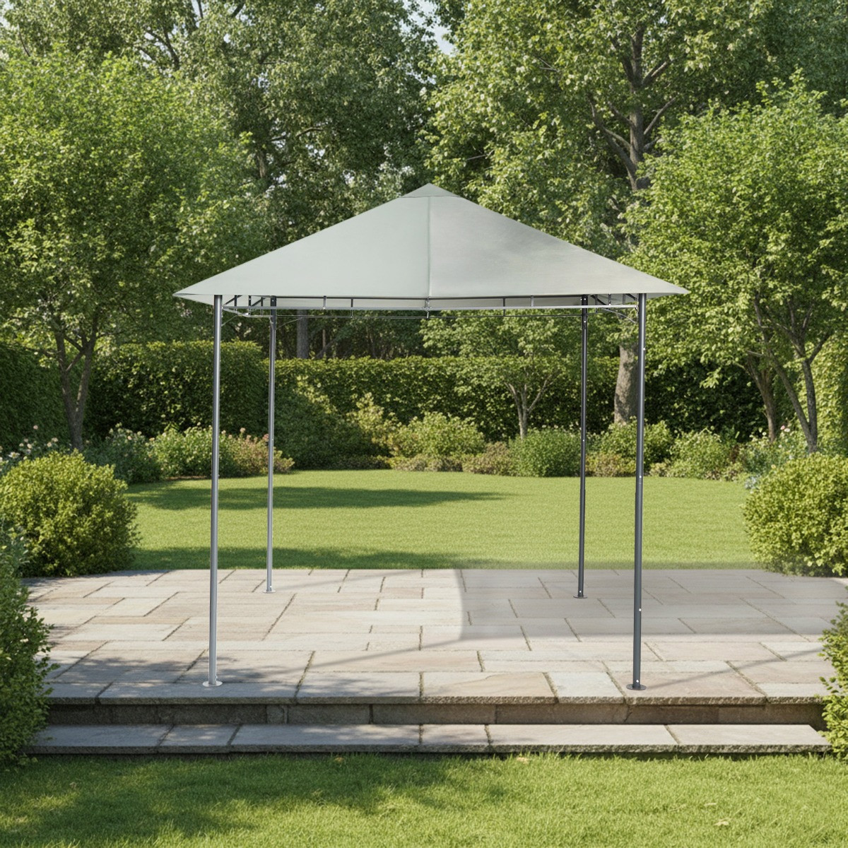 OHS Water Resistant Gazebo With Curtains - Grey>
