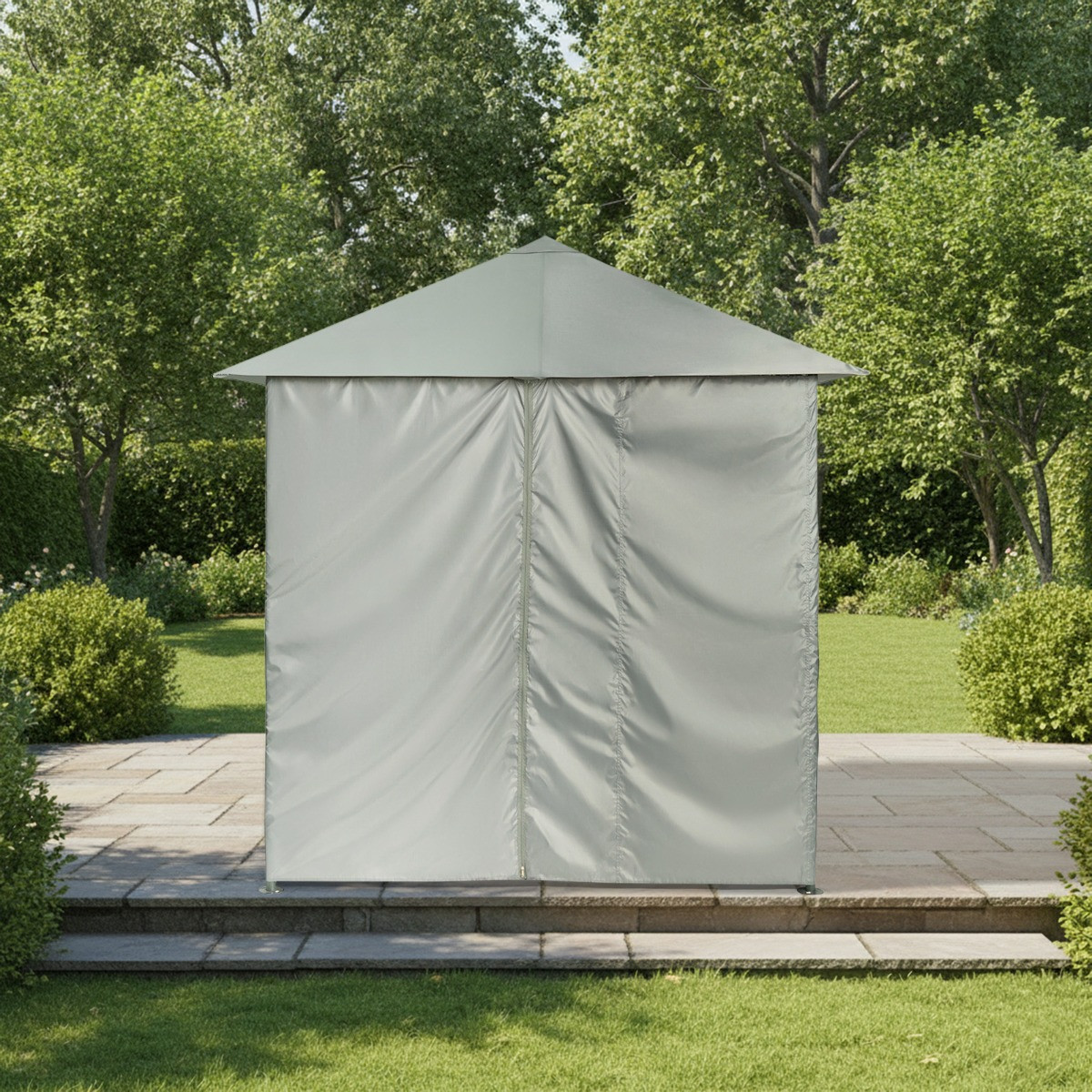 OHS Water Resistant Gazebo With Curtains - Grey>