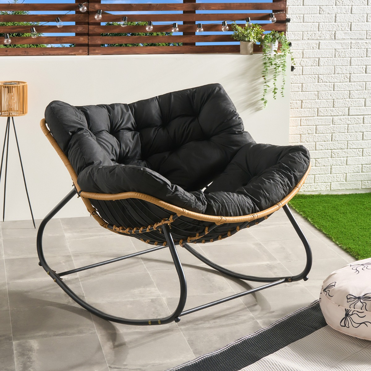 OHS Bali Outdoor Rocking Chair - Black>